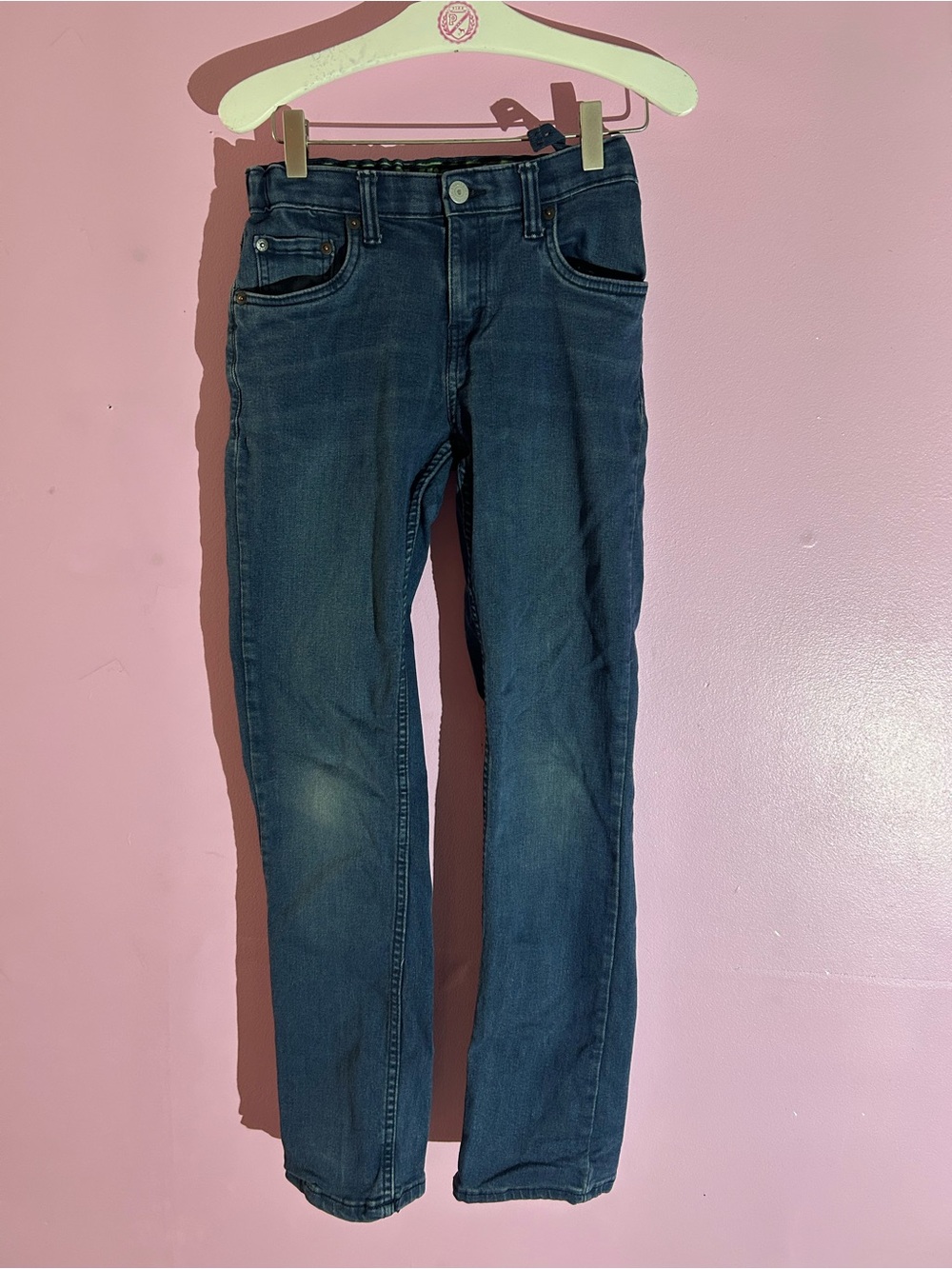 Levi's Navy Jeans with Lime Green Trim